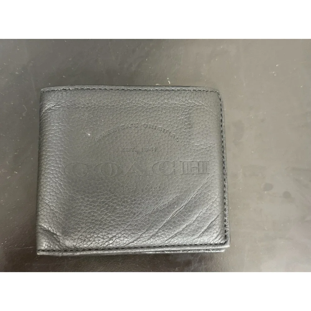 Coach Men Black Billfold  Embossed Signature Leather Wallet F24647
